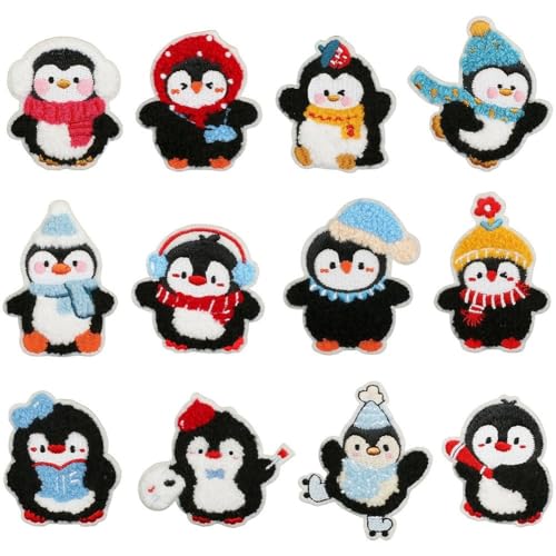 Fopytu 12 Stück/Set Süße Pinguin-Weihnachtsbaum-Stickerei-stoffflicken Zum Aufnähen, Applikation Für Kleidung, Schal, DIY-zubehör Fopytu 12 Stück/Set Süße Pinguin-Weihnachtsbaum-Stickerei-stoffflicken Zum Aufnähen, Applikation Für Kleidung, Schal, DIY-zubehör von Fopytu
