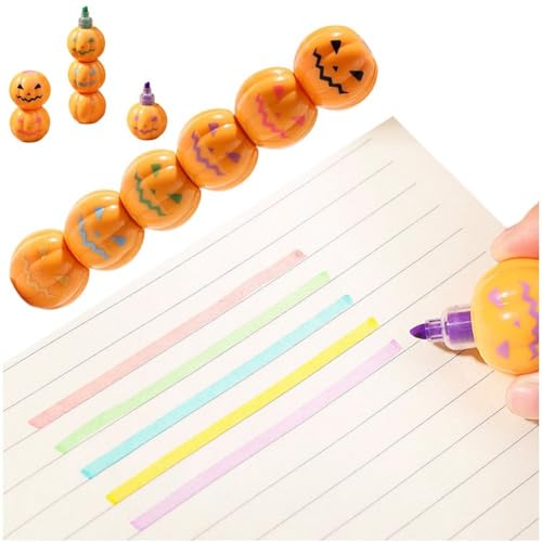 Fopytu 2-teiliges Textmarker-Set in Kürbisform, Halloween-kürbis-textmarker, Stapelbare Marker Für Erwachsene, Kinder, Studenten, Schreiben, Schul- Und Bürobedarf von Fopytu