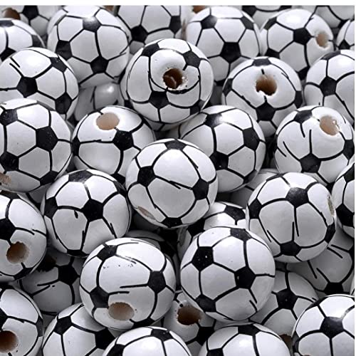 Fopytu 30 Stcs Round Ball Perlen Basketball Fußball Perlen DIY Machen Sportschmuck Armband Halskette Vorräte von Fopytu