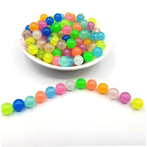 Leuchten Sie Dunkle Runde Perlen, 50 Stcs Glatte Runde Lose Perlen, Leuchtende Steine ​​perlen Für DIY -schmuck Herstellung Armband Perlen von Fopytu