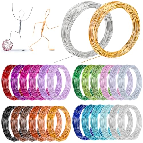 Foraineam Aluminium-Basteldraht, 0,8 mm, flexibel, künstlerischer Blumenschmuck, Perlendraht für selbstgemachten Schmuck, Bastelbedarf, 25 Farben, 0,8 mm von Foraineam