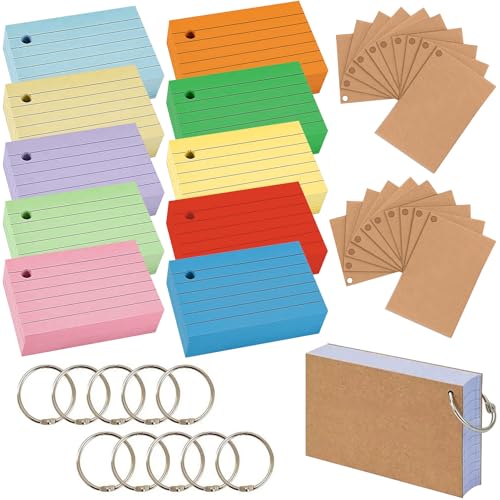 Forbabe 1000 Stück Linierte Karteikarten A8, Verdickter Lernkarten mit Ring, Bunt Karteikasten 10 Farben Karteikarte für Lernen Vokabel/Notizen/Formeln Forbabe 1000 Stück Linierte Karteikarten A8, Verdickter Lernkarten mit Ring, Bunt Karteikasten 10 Farben Karteikarte für Lernen Vokabel/Notizen/Formeln von Forbabe