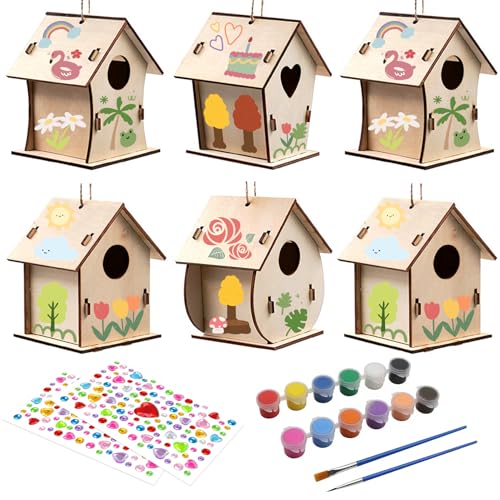 Forbabe 6 Stück Vogelhaus Bausatz für Kinder, DIY Set Bastelset Outdoor Vogelhaus aus Holz, Vogelhäuschen Bausatz Spielzeug Geschenke für Mädchen Jungen Forbabe 6 Stück Vogelhaus Bausatz für Kinder, DIY Set Bastelset Outdoor Vogelhaus aus Holz, Vogelhäuschen Bausatz Spielzeug Geschenke für Mädchen Jungen von Forbabe