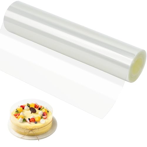 Forbabe Tortenrandfolie 30cm Hoch, Transparent PET Tortenfolie Wiederverwendbar Tortenring Folie 10m Torten Folie Rolle für Herstellung von Kuchen Mousse Gebäck Schokolade Dessertringe von Forbabe