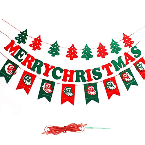 CTForest 3 Pack Frohe Weihnachten Banne Girlande, Weihnachten Leinen Banner Wimpelkette, mit Weihnachtsbaum, Buchstaben, Weihnachtsmannmuster, für Weihnachtsfeierdekoration von CTForest