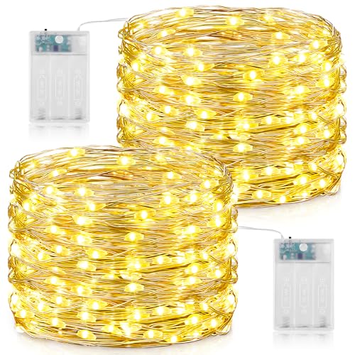 Forepin Lichterkette Batterie, 2 Stück 15M 150LED Draht Lichterkette mit Batterie Timer, Wasserdichte Kupferdraht Lichterketten für Weihnachten Festival Party Hochzeit Kinderzimmer Deko DIY Forepin Lichterkette Batterie, 2 Stück 15M 150LED Draht Lichterkette mit Batterie Timer, Wasserdichte Kupferdraht Lichterketten für Weihnachten Festival Party Hochzeit Kinderzimmer Deko DIY von Forepin