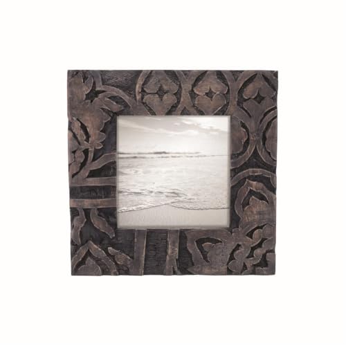Foreside Home and Garden Bilderrahmen, Holz, geschnitzt, quadratisch, 10 x 10 cm, Grau von Foreside Home and Garden