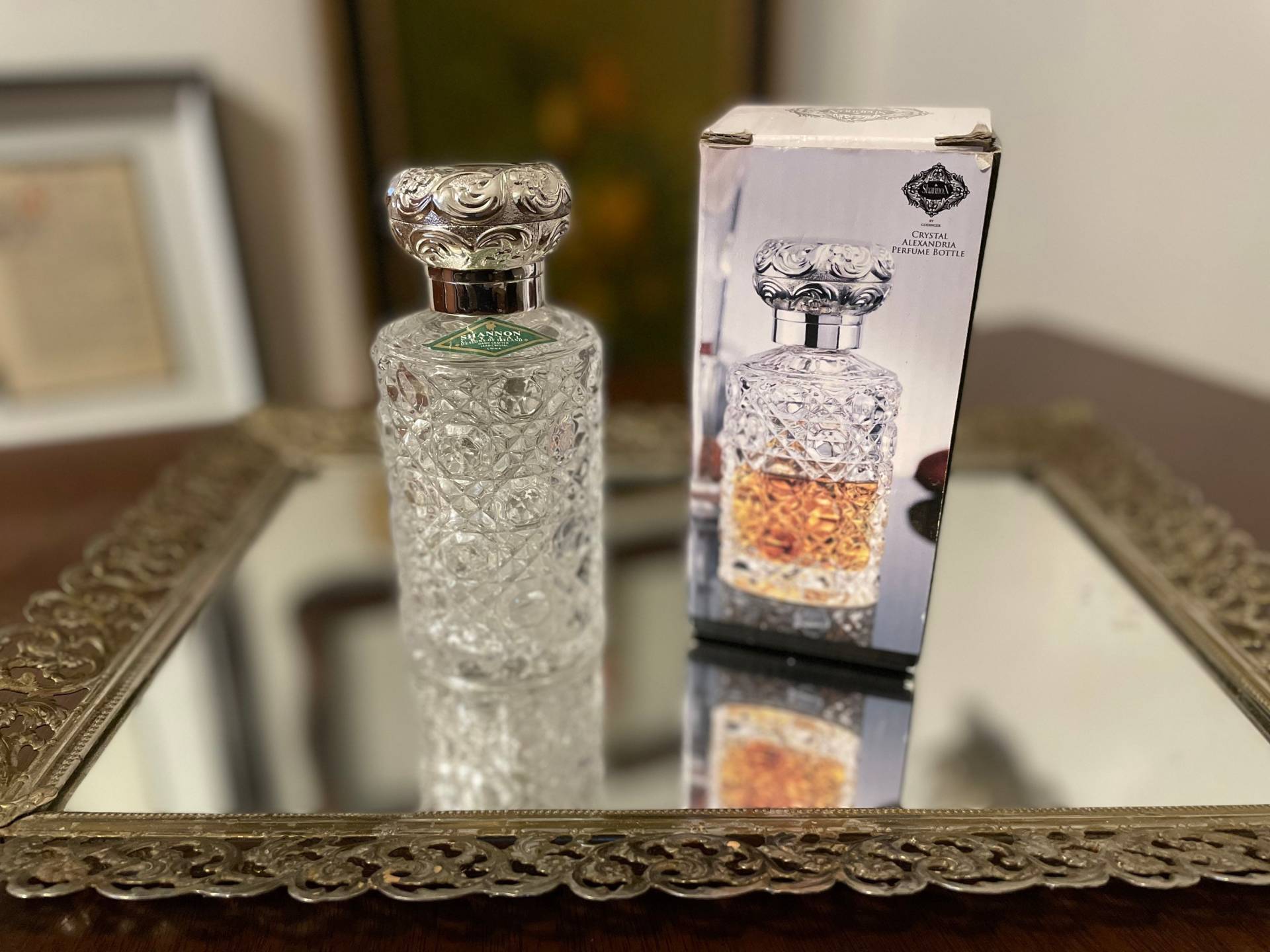 Vintage Godinger Silber Shannon Kristall Parfüm Flasche - Crystal Irland Antik Stil Verzierte Hollywood Regency von ForestandFaye
