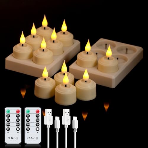 Forever Speed 12er-Set Led Teelichter Aufladbar mit Timerfunktion & Ladestation, Led Kerzen Wiederaufladbare Dimmbar Flammenlose Kerzen für Wohndekoration, Party, Camping, Hochzeiten, Geschenke von Forever Speed