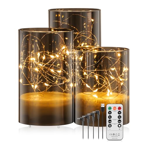 Forever Speed 3er-Set Led Kerzen Aufladbar 1000mAH mit Fernbedienung Timer Lichterkette Kerzen Wiederaufladbare Dekorative Lichter Dimmbar Flammenlose Kerzen für Wohnkultur, Hochzeiten - Grau Forever Speed 3er-Set Led Kerzen Aufladbar 1000mAH mit Fernbedienung Timer Lichterkette Kerzen Wiederaufladbare Dekorative Lichter Dimmbar Flammenlose Kerzen für Wohnkultur, Hochzeiten - Grau von Forever Speed