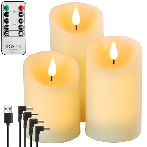 Forever Speed 3er-Set Led Kerzen Aufladbar mit Fernbedienung Timer, Dimmbar Wiederaufladbare Flammenlose Kerzen mit Ladekabel für Party Wohndekoration, Camping, Hochzeiten, Geschenke Forever Speed 3er-Set Led Kerzen Aufladbar mit Fernbedienung Timer, Dimmbar Wiederaufladbare Flammenlose Kerzen mit Ladekabel für Party Wohndekoration, Camping, Hochzeiten, Geschenke von Forever Speed