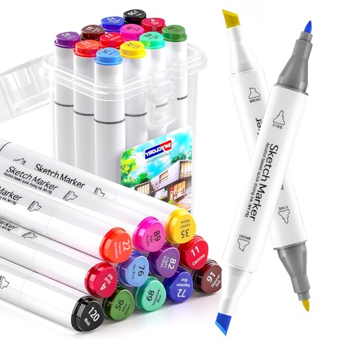 Forever Speed alkohol marker Marker Stifte Set Textilmarker, Nachfüllung Textil Airbrush oder als normaler Textilstift zu verwenden, 12 Farben twin marker mit Meißel- & Feinspitzen, für zum von Forever Speed