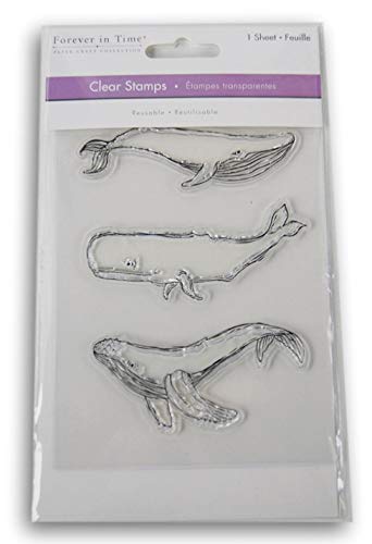 Transparente wiederverwendbare Scrapbooking-Stempel, Wale, 7,6 cm, 3 Stück von Forever in Time