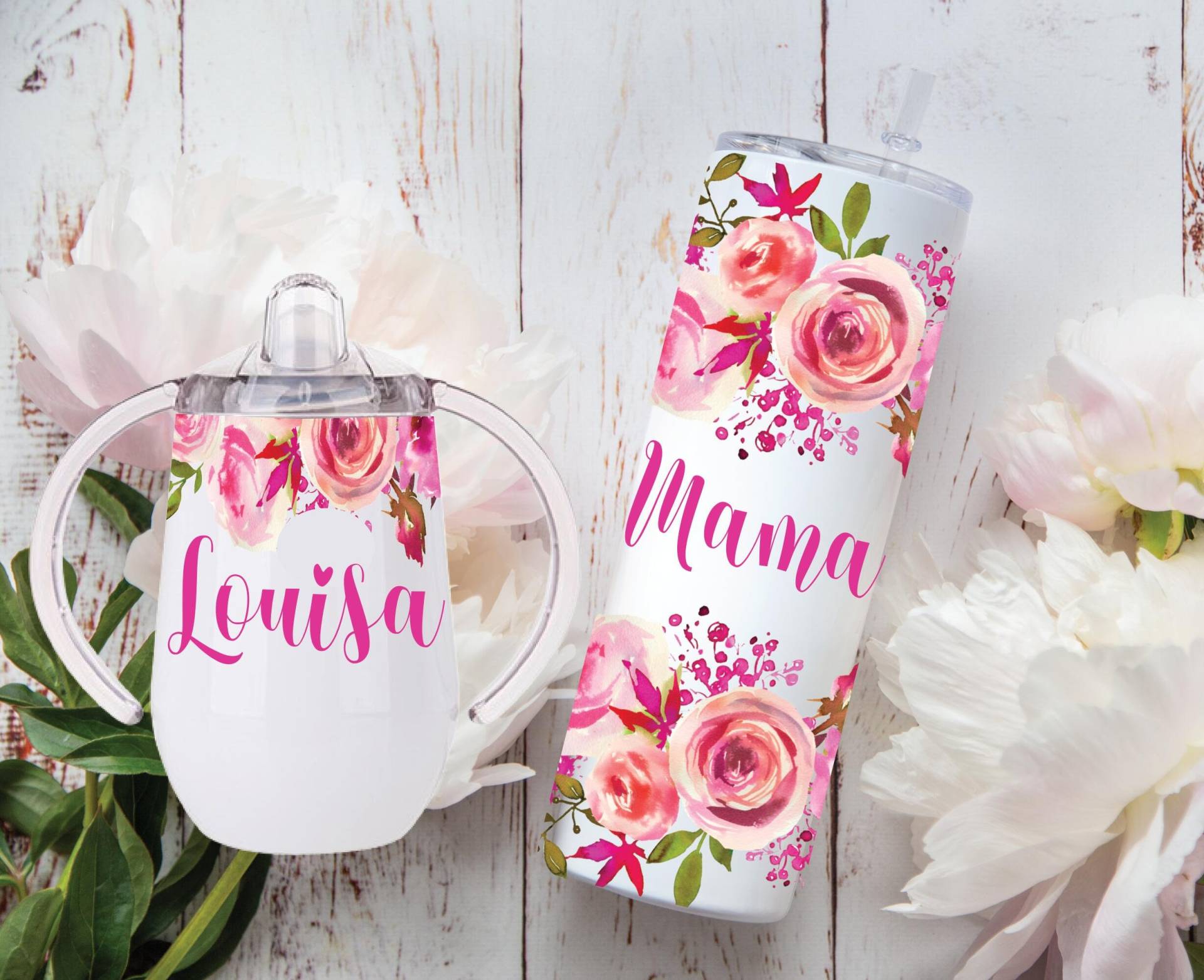 Personalisierte Tumbler, Personalisierte Sippy Cup, Baby-Geschenk, Baby-Dusche-Geschenk, Mädchen Mama Und Mini-Set Personalisierte Tumbler, Personalisierte Sippy Cup, Baby-Geschenk, Baby-Dusche-Geschenk, Mädchen Mama Und Mini-Set von ForeverPersonalized0