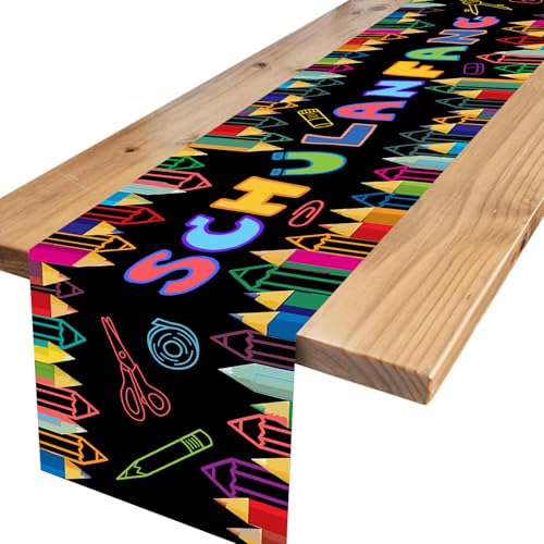 Tischdeko Einschulung,Schulanfang Deko Tischläufer Tischband für Einschulung Schulkind Schulanfang Schuleinführung Schulstart Party Dekoration 180 x 35cm (Schwarz) von Forfamy