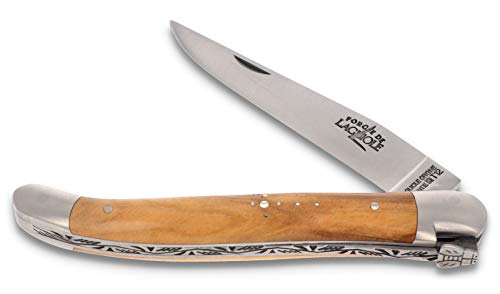 Forge de Laguiole Taschenmesser - 11 cm - Griff Olive Olivenholz - Klinge 9 cm und Backen matt - Hochwertiges Messer Frankreich von Forge De Laguiole