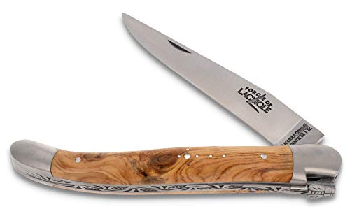 Forge de Laguiole Taschenmesser - 11 cm - Griffschalen Wacholder - Klinge 9 cm und Backen matt - Hochwertiges Messer Frankreich von Forge De Laguiole