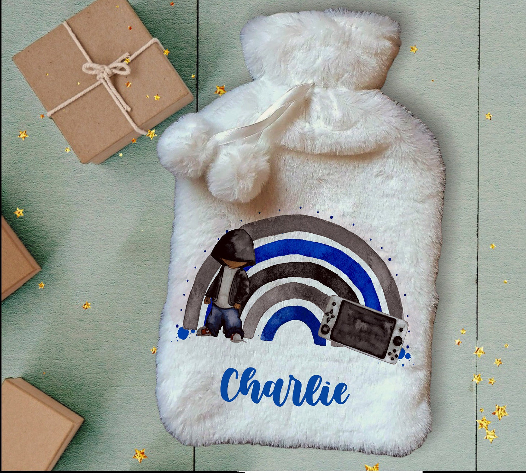 Personalisierte Wärmflasche, Gamer Design Gaming Rainbow Teen Geschenkidee, Deluxe Flauschiger Bezug Personalisierte Wärmflasche, Gamer Design Gaming Rainbow Teen Geschenkidee, Deluxe Flauschiger Bezug von Forgetmeknotwales