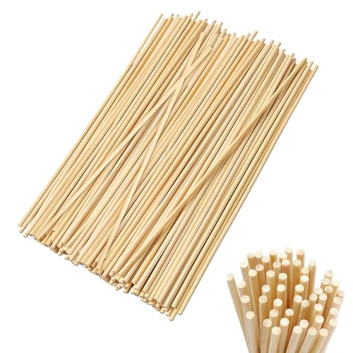 Forhandy 200 Stück Zuckerwatte Stäbe 300mm x 3mm Holzstäbchen Lange Rund Eisstiele Holzstäbe zum Basteln Kandiszucker Sticks Rundhölzer für Handwerkskunst DIY Heimwerker von Forhandy