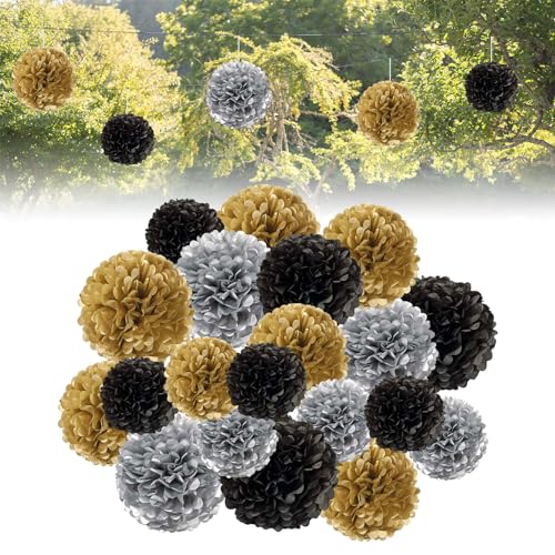 Forhandy 30 Stück Party Deko Schwarz Gold Seidenpapier Pompons Deko, Papier Pompons Deko für Hochzeit Geburtstag Gartenparty Deko Forhandy 30 Stück Party Deko Schwarz Gold Seidenpapier Pompons Deko, Papier Pompons Deko für Hochzeit Geburtstag Gartenparty Deko von Forhandy