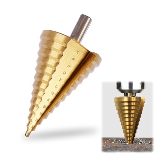 Forhandy Stufenbohrer Ø 4-52mm HSS Edelstahl Kegelbohrer 12mm Schaft Schälbohrer ideal für Holz, Kunststoffe,13 Stufen Forhandy Stufenbohrer Ø 4-52mm HSS Edelstahl Kegelbohrer 12mm Schaft Schälbohrer ideal für Holz, Kunststoffe,13 Stufen von Forhandy