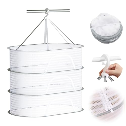 Forhandy Trockennetz Kräuter, 3 Lagiges Mesh Kräutertrockner Hängend Weiß, Kräuter Trocknen Netz, Kräuternetz zum Trocknen, Kräuter Trockner Netz für Pflanze, Fleisch, Blumen, Gemüse von Forhandy