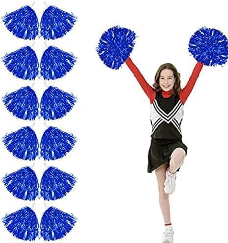 Cheerleading Pompons 12 Stück Cheerleading Pompoms Girl Cheerleading Pompoms Cheerleading Pompons Girls Pompoms Cheer Leader Pompons für Sport Spiele Bühnenperformance (Blau) von Forhome