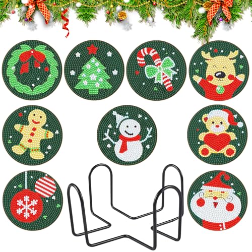 9 Stück iamond Painting Untersetzer Weihnachten, DIY Diamond Painting Weihnachten Erwachsene Untersetzer mit Halter, 5D Diamant Painting Untersetzer für Tassen, Weingläser, für Weihnachts Geschenk 9 Stück iamond Painting Untersetzer Weihnachten, DIY Diamond Painting Weihnachten Erwachsene Untersetzer mit Halter, 5D Diamant Painting Untersetzer für Tassen, Weingläser, für Weihnachts Geschenk von Forhome