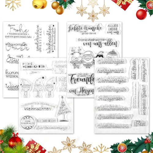 4 Blätter Silikonstempel Weihnachten Deutsch,Clear Stamp Weihnachten,Frohe Weihnachten Silikon Stempel,Stempel Klare Weihnachten Silikon,DIY Karte Scrapbooking Weihnachten Basteln 4 Blätter Silikonstempel Weihnachten Deutsch,Clear Stamp Weihnachten,Frohe Weihnachten Silikon Stempel,Stempel Klare Weihnachten Silikon,DIY Karte Scrapbooking Weihnachten Basteln von Forhome