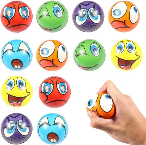 Forhome 12 Stücke Stressball, Knautschball, Anti Stress Spielzeug Bälle, Antistressball, Stressabbau Spielzeug für Kindergeburtstag Mitgebsel, Anti Stress Spielzeug für Kinder und Erwachsene von Forhome