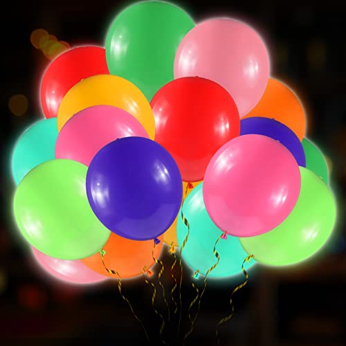 Forhome Bunte leuchtende LED-Ballons, 40 Stück, Helium, Luftballons, aufblasbar, Geburtstag, Dekoration, beleuchtet, für Geburtstag, Hochzeit, Party, Abend, verschiedene Festivals von Forhome