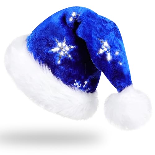 Forhome Weihnachtsmütze für Erwachsene, Schneeflocken-Weihnachtsmütze, kuschelig weiche Weihnachtsmütze, blaue Weihnachtsmütze für Weihnachten, Neujahr, Weihnachten Neujahr Geschenk Forhome Weihnachtsmütze für Erwachsene, Schneeflocken-Weihnachtsmütze, kuschelig weiche Weihnachtsmütze, blaue Weihnachtsmütze für Weihnachten, Neujahr, Weihnachten Neujahr Geschenk von Forhome