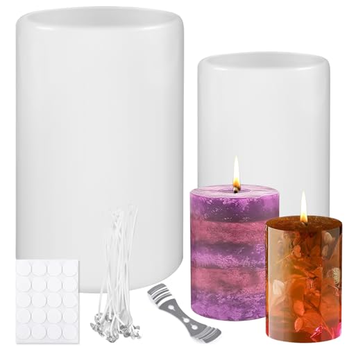 Kerzenform,Kerzenformen zum Gießen Silikon Set,2 Stück Zylindrische Kerzenformen,20 Kerzendocht,1 Aufkleber,DIY Silikonform,Kerzenform Silikon Run,für Aromatherapie Kerzen,Blumenproben Kerzenform,Kerzenformen zum Gießen Silikon Set,2 Stück Zylindrische Kerzenformen,20 Kerzendocht,1 Aufkleber,DIY Silikonform,Kerzenform Silikon Run,für Aromatherapie Kerzen,Blumenproben von Forhome