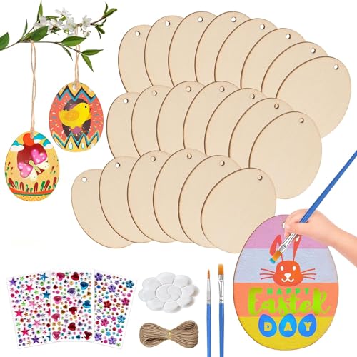 Ostereier Holzanhänger, 50 Stück Ostereier Bemalen, Ostern Eier Holzscheiben mit Loch zum Aufhängen, Osterdekoration aus Holz, Ostern Basteln, Osterdeko und Frühlingsdeko Ostereier Holzanhänger, 50 Stück Ostereier Bemalen, Ostern Eier Holzscheiben mit Loch zum Aufhängen, Osterdekoration aus Holz, Ostern Basteln, Osterdeko und Frühlingsdeko von Forhome