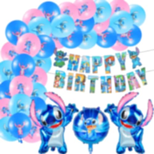 Stitch Geburtstag Luftballons für Kinder, Lilo und Stitch Deko Geburtstag,49 pcs Stitch Geburtstag Party Ballons,Latexballon, Mädchen Junge Geburtstags Ballons Party Deko von Forhome