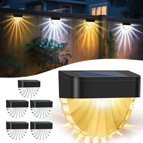 Forlivese 6 Stück Zaun Beleuchtung Solar, Warm + Weiß 2 Lichtmodi solarlampen für außen Wandleuchte, IP65 Wasserfest Solar Wandleuchte Aussen, Zaunleuchten für Terrasse, Garten, Stufen und Treppen von Forlivese
