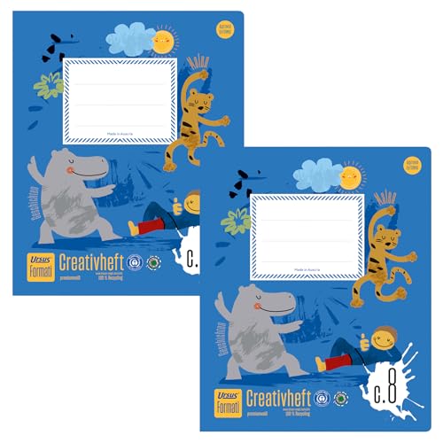 Formati Creativheft C.8 Quart 20 Blatt blanko, aus 100% Recyclingpapier, 2 Stück, kombinierte Lineatur für kreatives Lernen von Formati