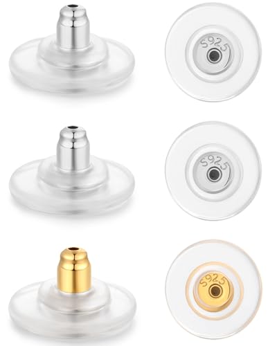 Formulen Ohrring-Verschlüsse aus 925er Sterlingsilber und 18 Karat vergoldet, 6 Stück/3 Paar, sicher und hypoallergen für Ohrstecker und schwere Hängeohrringe von Formulen