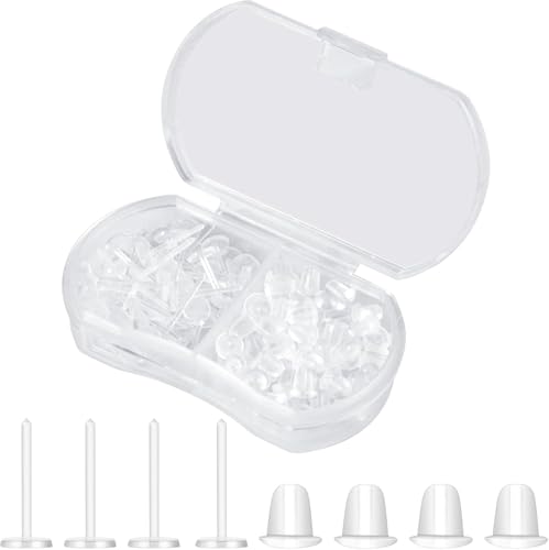 Kunststoff-Ohrringe, transparente Ohrringe, Ohrstecker und Verschlüsse, Silikon-Ohrstecker, 100 Paar, blanko Stecknadeln (5 mm) von Formulen