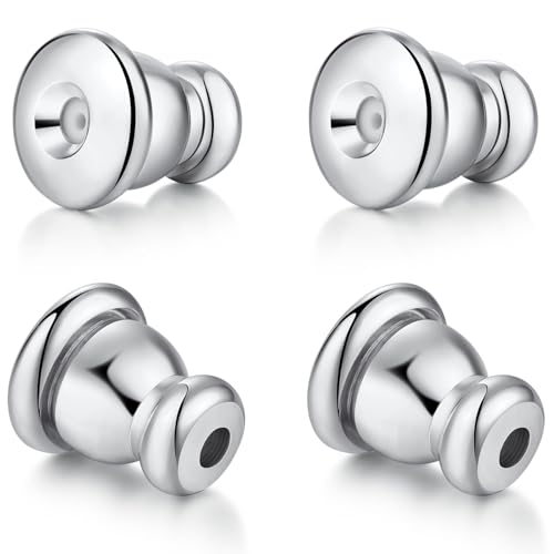Ohrring-Verschlüsse, 4 Stück, 18 Karat Gold, verschließbare Ohrring-Verschlüsse für Ohrstecker, hypoallergen, sichere Ohrringstütze, Weiß Ohrring-Verschlüsse, 4 Stück, 18 Karat Gold, verschließbare Ohrring-Verschlüsse für Ohrstecker, hypoallergen, sichere Ohrringstütze, Weiß von Formulen