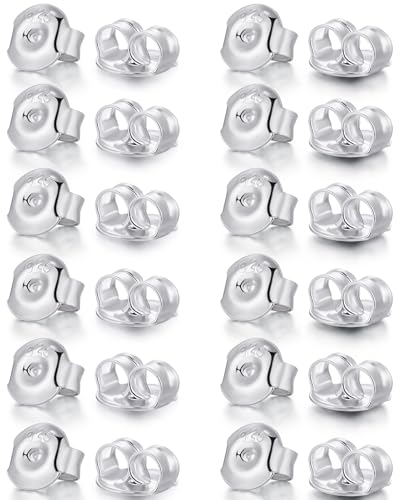 Ohrring-Verschlüsse aus 925er Silber – Hypoallergene Ohrring-Verschlüsse für Ohrstecker, sichere Ohrverriegelung für Ohrstecker, Ohrmutter für Pfosten, 24 Stück/12 Paar Silber von Formulen