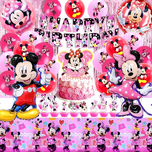 50 Stück Minnie Geburtstagsdeko, Mickey Geburtstagsdeko, Minnie Tortendeko, Mickey tortendeko, Mickey Ballon, Mickey Deko, Minnie Geburtstag Party Deko, Rosa Minnie Luftballons von Forninc