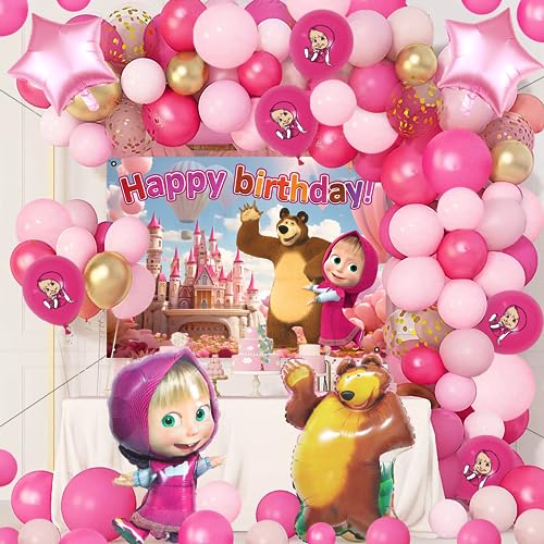 77 Pcs mascha Geburtstag deko, Mascha Ballon Geburtstag, Masha Luftballons, Geburtstag Masha Party Dekoration, Luftballons Zum Mädchengeburtstag von Forninc
