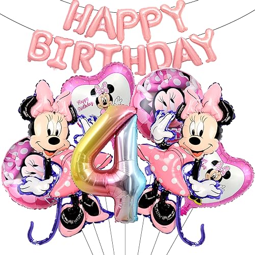8 Stück Rosa Minnie Luftballons, Minnie Geburtstag Party Deko, Minnie Themed Geburtstag Dekorationen, Für Kinder Mädchen Geburtstag Dekoration, Minnie Geburtstagsdeko 4 Jahre von Forninc