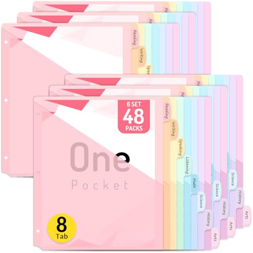 Forvencer 48 Trennblätter für 3-Ringordner, 8 Registerkarten mit Tasche für US-Briefgröße, Ordner-Trennblätter mit Registern für Schule, Büro und Zuhause, mehrfarbig, 6 Sets Forvencer 48 Trennblätter für 3-Ringordner, 8 Registerkarten mit Tasche für US-Briefgröße, Ordner-Trennblätter mit Registern für Schule, Büro und Zuhause, mehrfarbig, 6 Sets von Forvencer