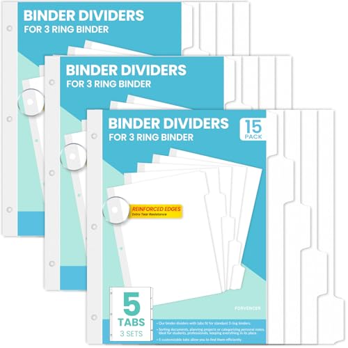 Forvencer Ordner-Trennblätter für 3-Ringordner, 3er-Set von Forvencer
