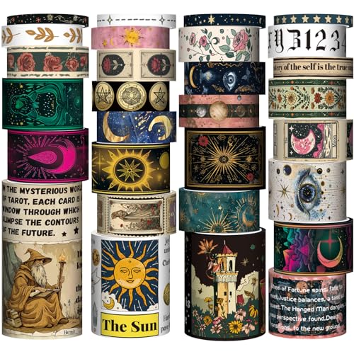 Forwaarss 29 Rollen Washi Tape Set, Tarotkarten Dekoband, Tierkreiszeichen, Planeten, Numerologie, farbiges Klebeband für Scrapbooking Tape, Junk Journal Zubehör, Bastelband, Planer Zubehör Forwaarss 29 Rollen Washi Tape Set, Tarotkarten Dekoband, Tierkreiszeichen, Planeten, Numerologie, farbiges Klebeband für Scrapbooking Tape, Junk Journal Zubehör, Bastelband, Planer Zubehör von Forwaarss