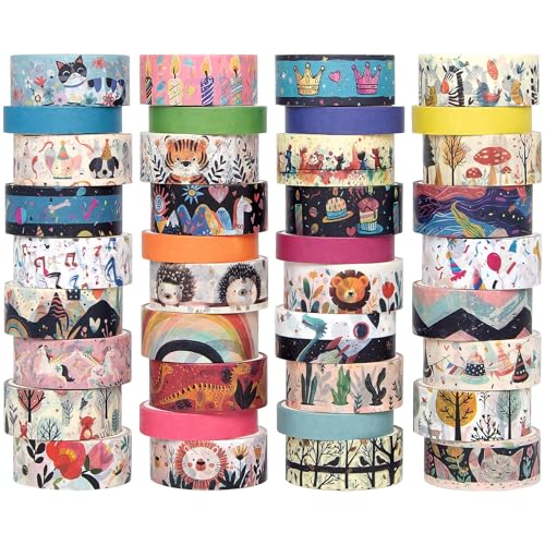 Forwaarss 39 Rollen Washi Tape Set, Niedliches Tier-Klebeband, Dekoratives Abdeckband, Klebeband für DIY, Scrapbooking, Geschenkverpackungen, Partydekoration Forwaarss 39 Rollen Washi Tape Set, Niedliches Tier-Klebeband, Dekoratives Abdeckband, Klebeband für DIY, Scrapbooking, Geschenkverpackungen, Partydekoration von Forwaarss