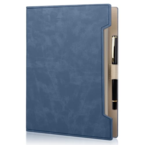 Fosdaling DIN A5 Ringbuch-Notizbuch aus PU-Leder, Nachfüllbares Notizbuch mit 6 Ringen und Einem Stift, Geeignet als Planer, Ordner, Binder, Organizer für die Arbeit, 100 Gsm (Blau) von Fosdaling