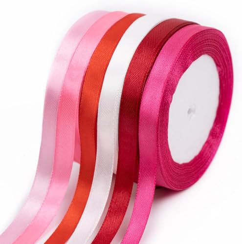 Foshird Pinkes Ringelband, 10 mm, dünnes Band zum Verpacken von Geschenken, rote Satinbänder für Luftballons, Basteln, Haarschleifen, Party-Dekorationen, Hochzeit, Auto, Kuchen, Weihnachten Foshird Pinkes Ringelband, 10 mm, dünnes Band zum Verpacken von Geschenken, rote Satinbänder für Luftballons, Basteln, Haarschleifen, Party-Dekorationen, Hochzeit, Auto, Kuchen, Weihnachten von Foshird